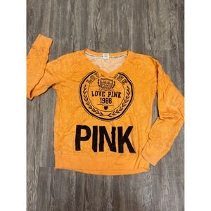 Y2K Love PINK Pullover Sweatshirt V Neck Long Sleeve  Women's Large